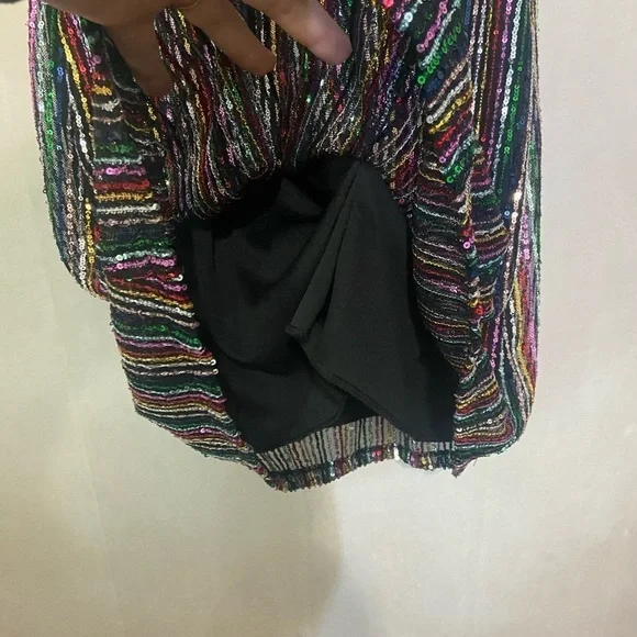 Altar'd State size M Braelynn rainbow sequin mini dress w/ adjustable straps EUC - Picture 8 of 8